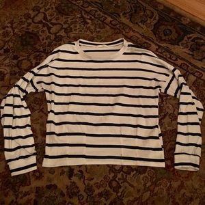 Black and Cream Striped Knit Top